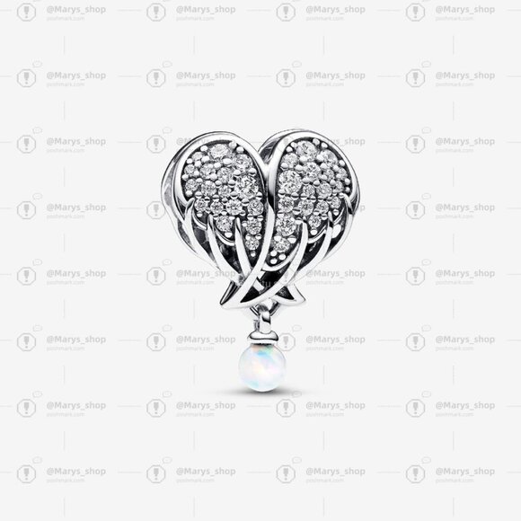 Pandora Sparkling Angel Wings & Heart Charm|Pendant - Picture 1 of 2